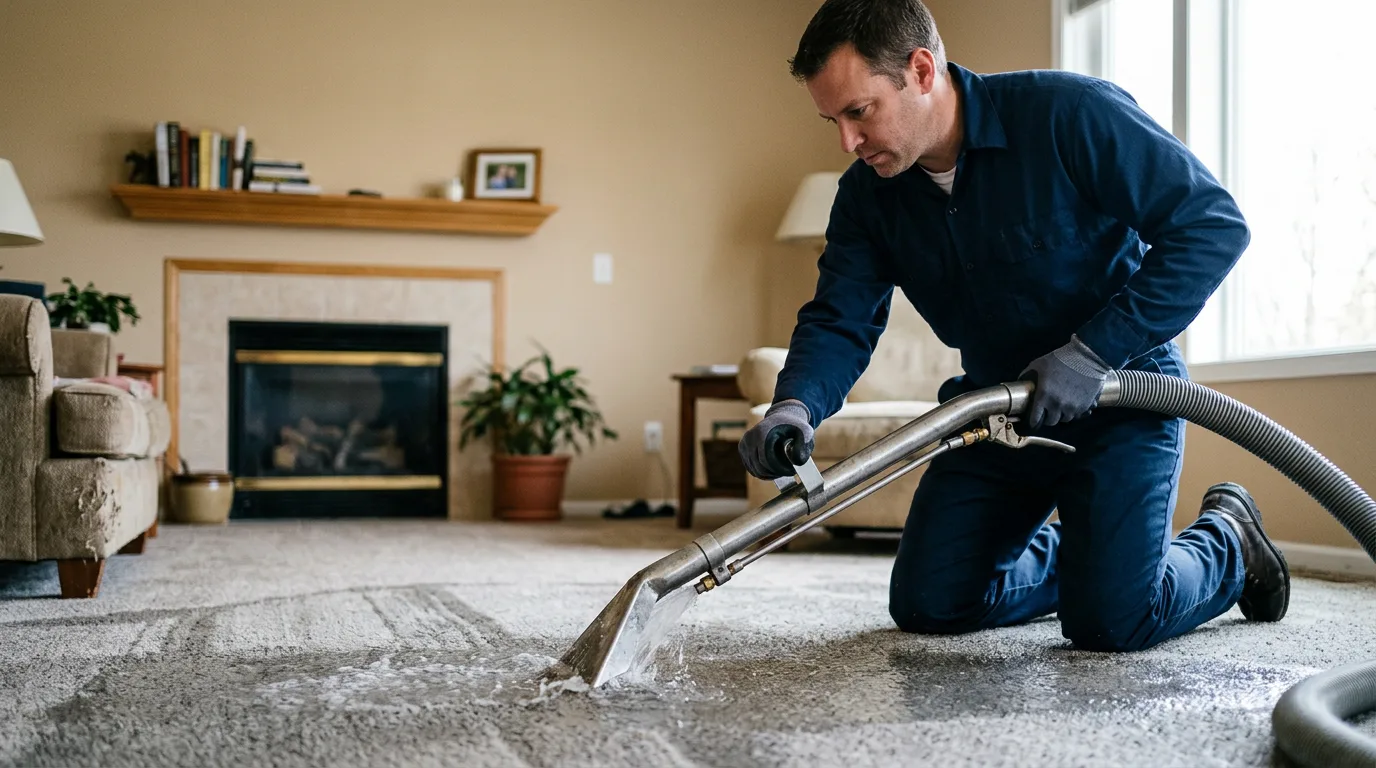 Water damage restoration technician working near Orestes, IN